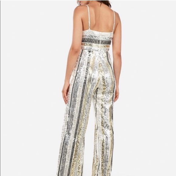 EXPRESS Sequin Wide Leg Jumpsuit - Picture 3 of 4